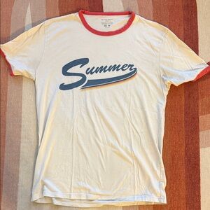 Marine Layer Summer Cream and Red Men's ringer T-Shirt size small